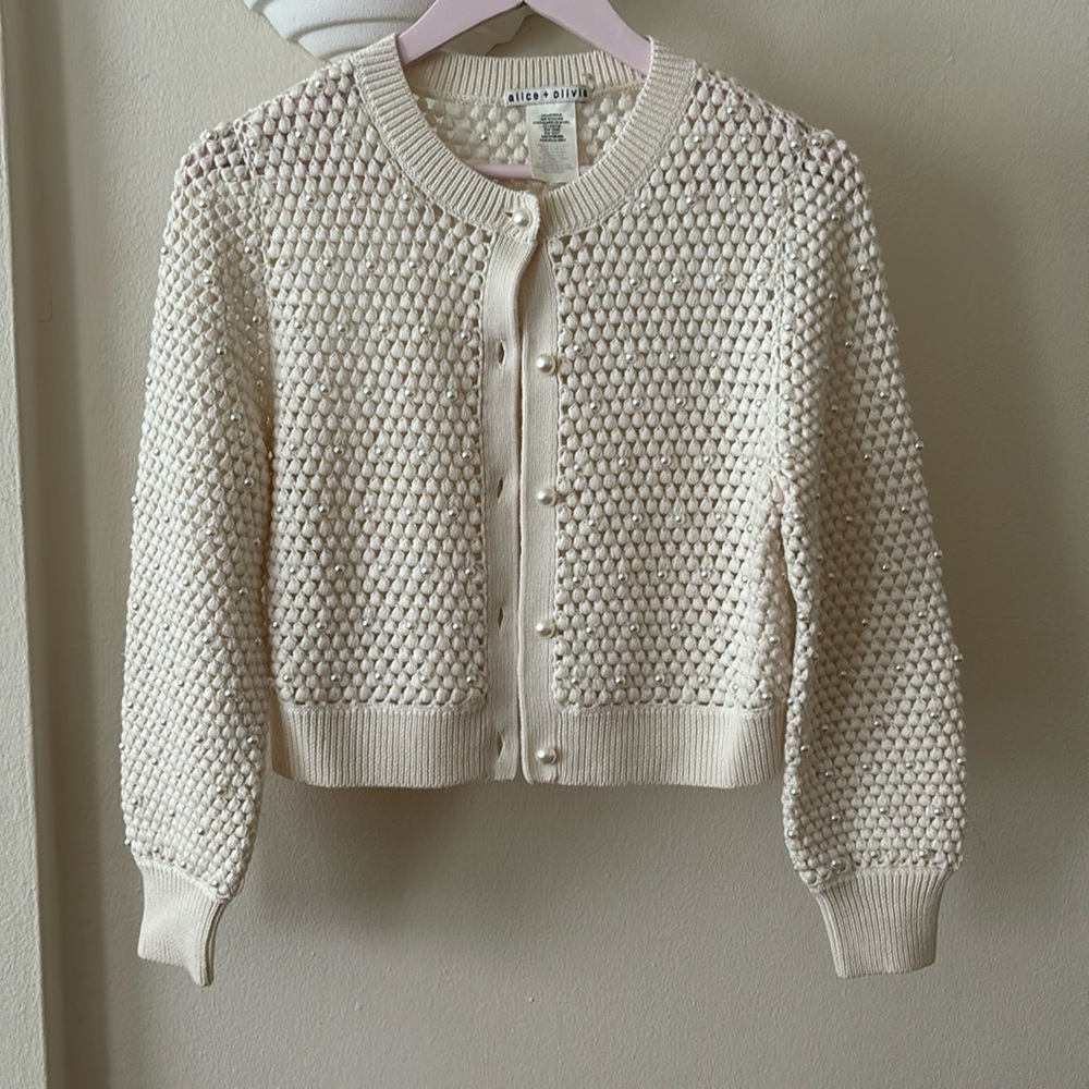 Alice & Olivia Ivory beaded cardigan